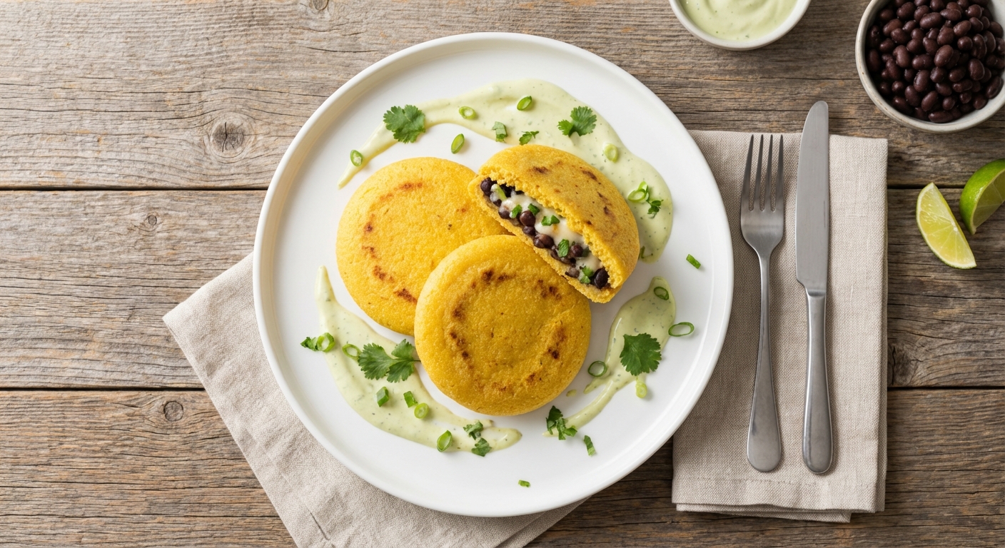 Arepas with Black Bean and Cheese Filling