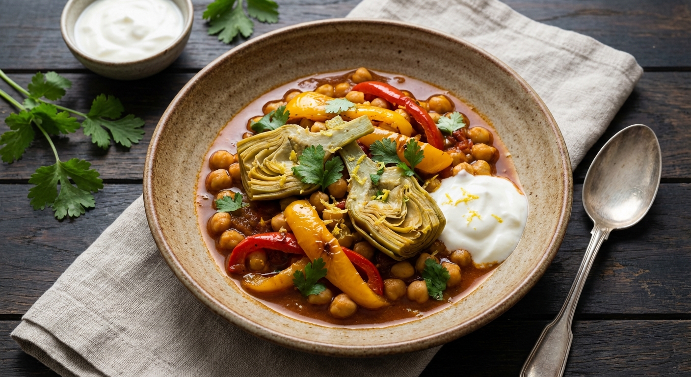Artichoke, Pepper, and Chickpea Tagine