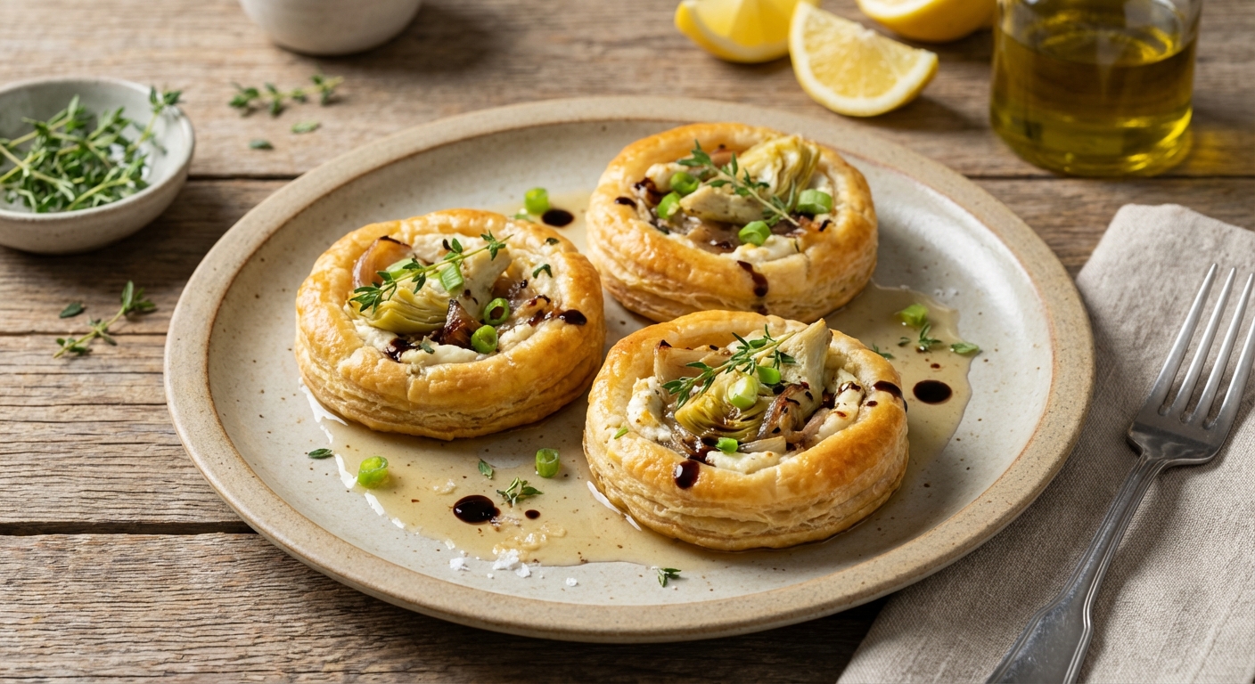 Artichoke, Shallot, and Goat Cheese Tarts