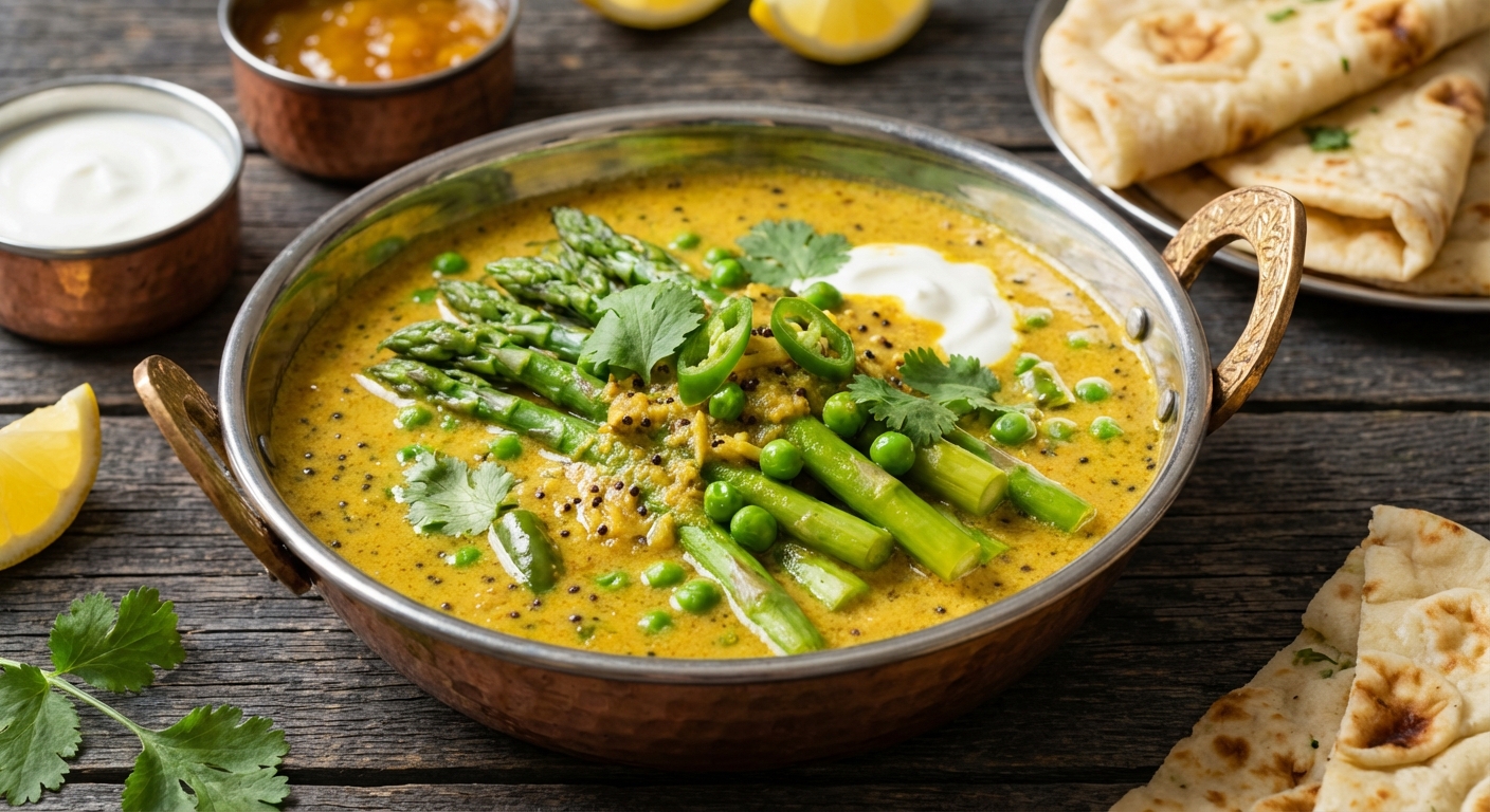 Asparagus + Peas in a Bengali Mustard Sauce