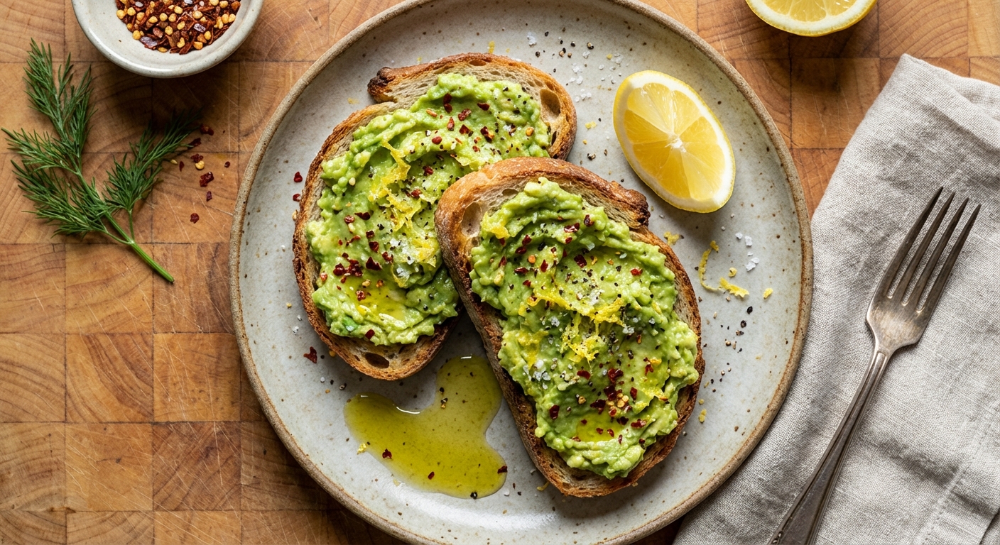 Avocado Toast with Lemon and Red Pepper