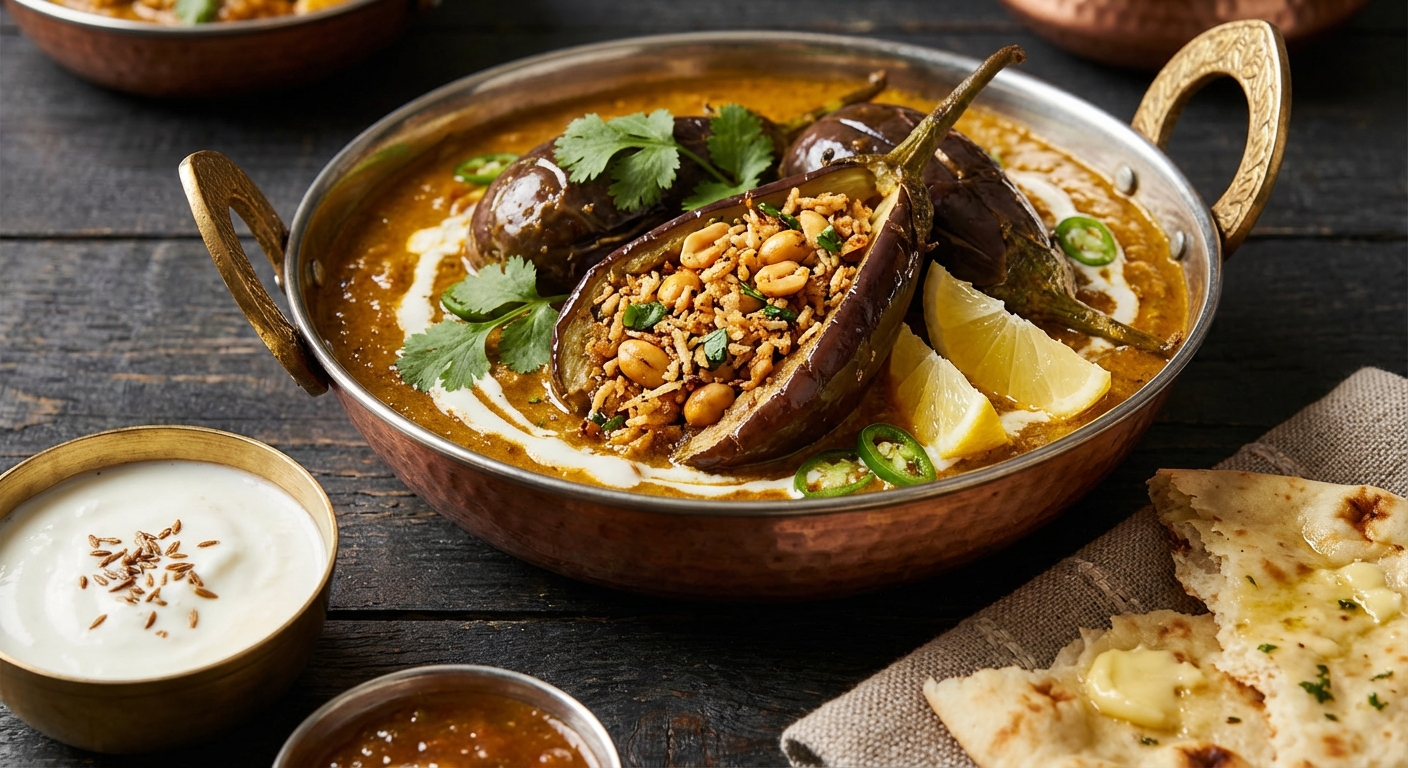 Baby Eggplants Stuffed with Peanut + Coconut