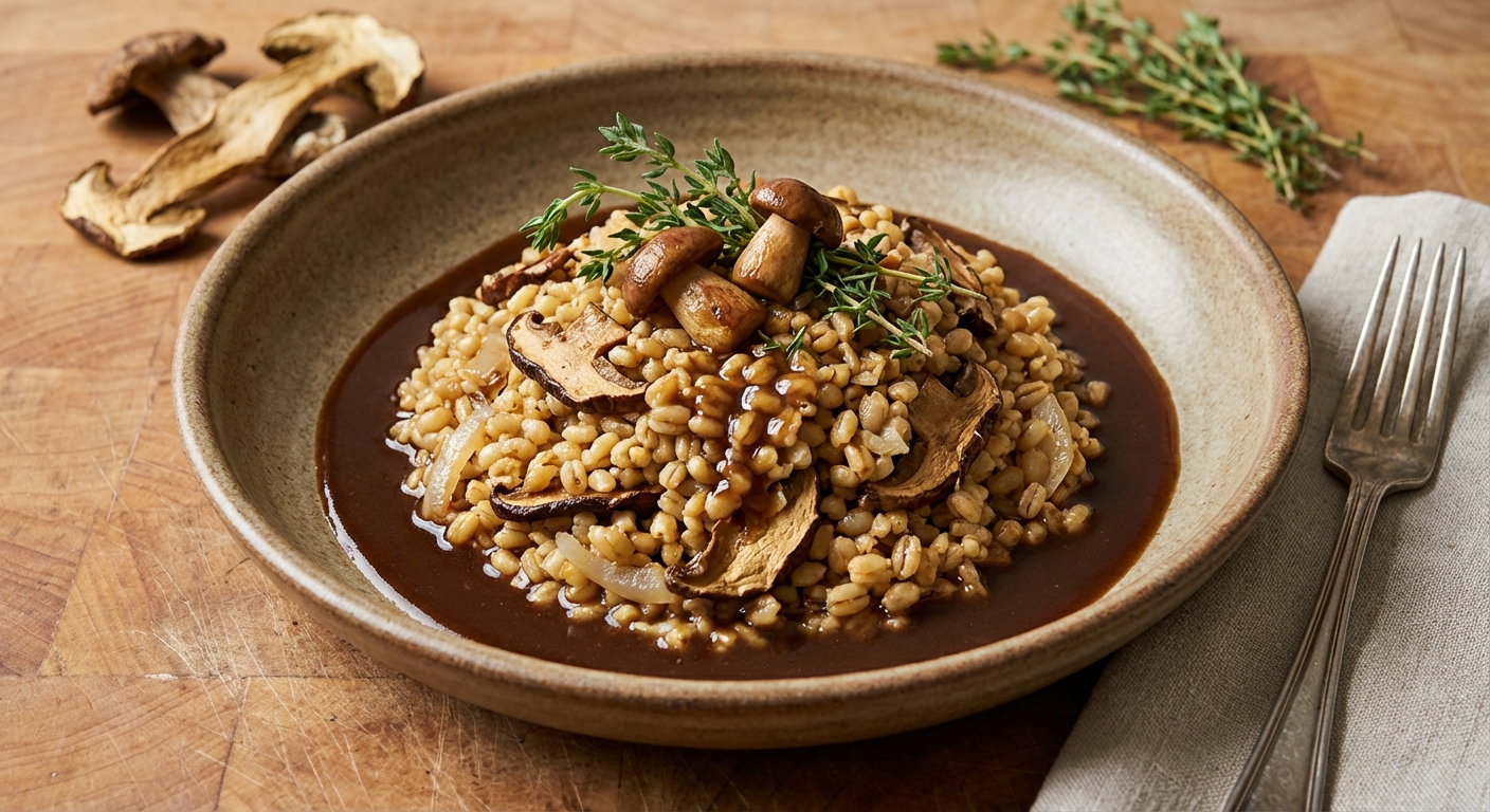 Baked Barley with Porcini Mushrooms