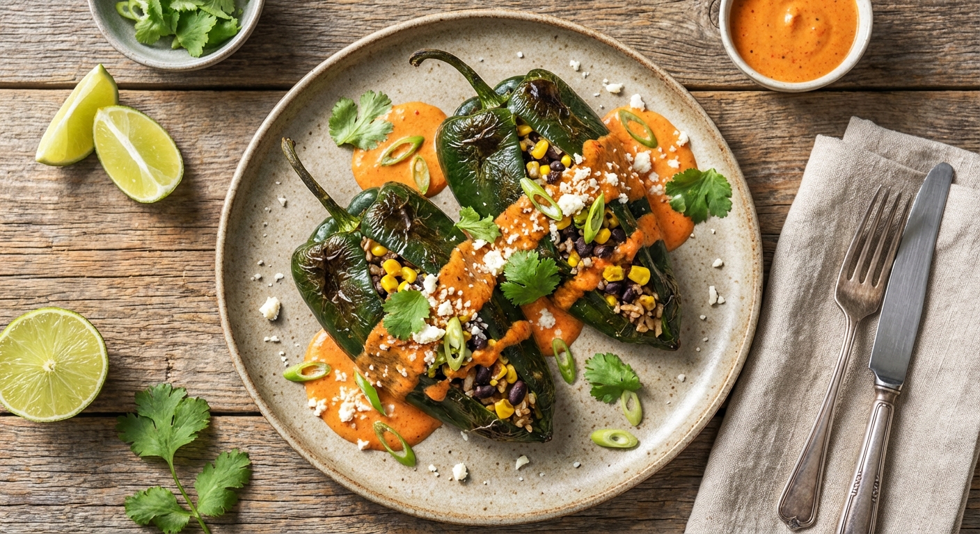 Baked Stuffed Poblano Peppers