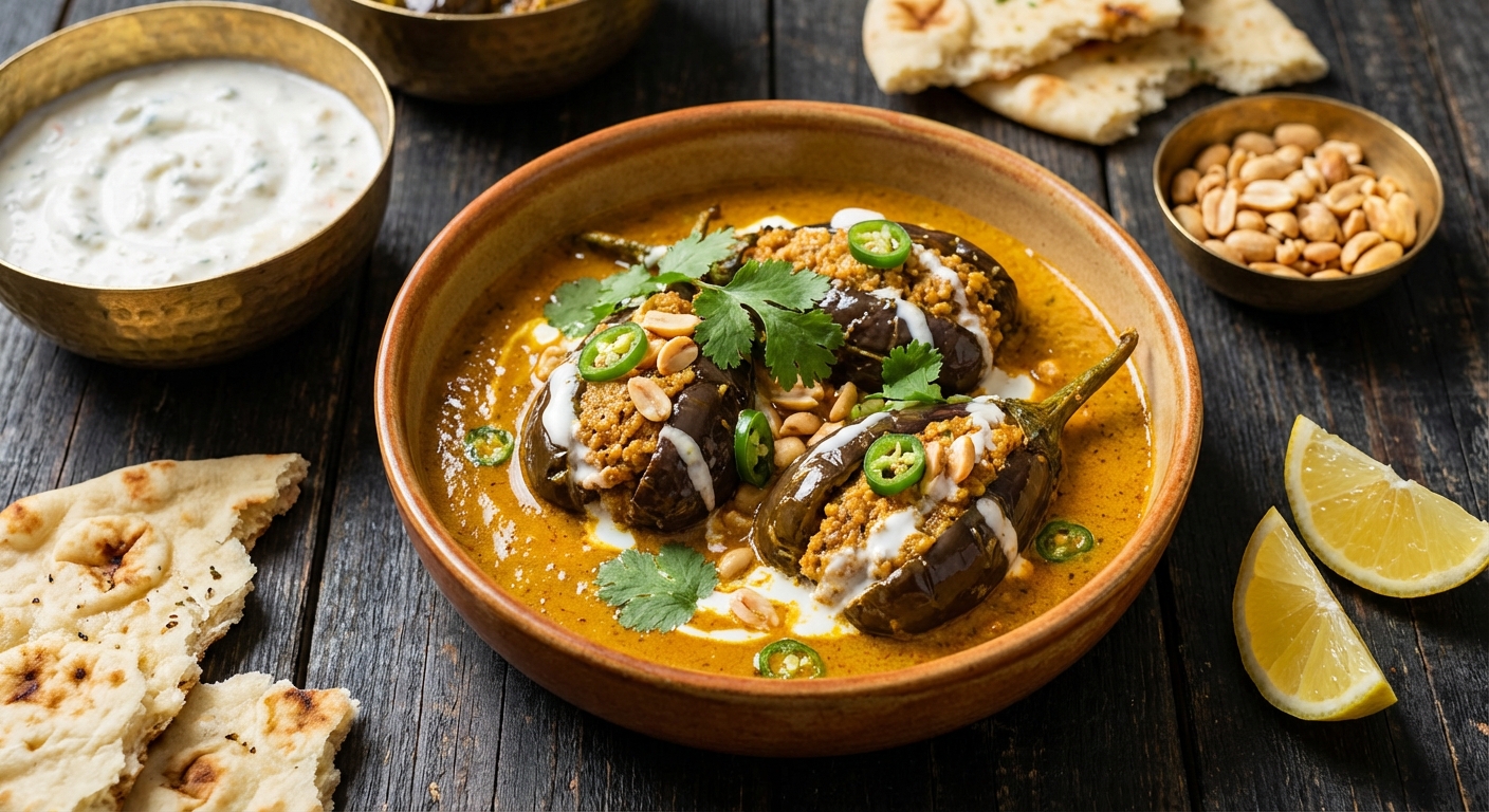 Baby Eggplants Stuffed with Peanut + Coconut