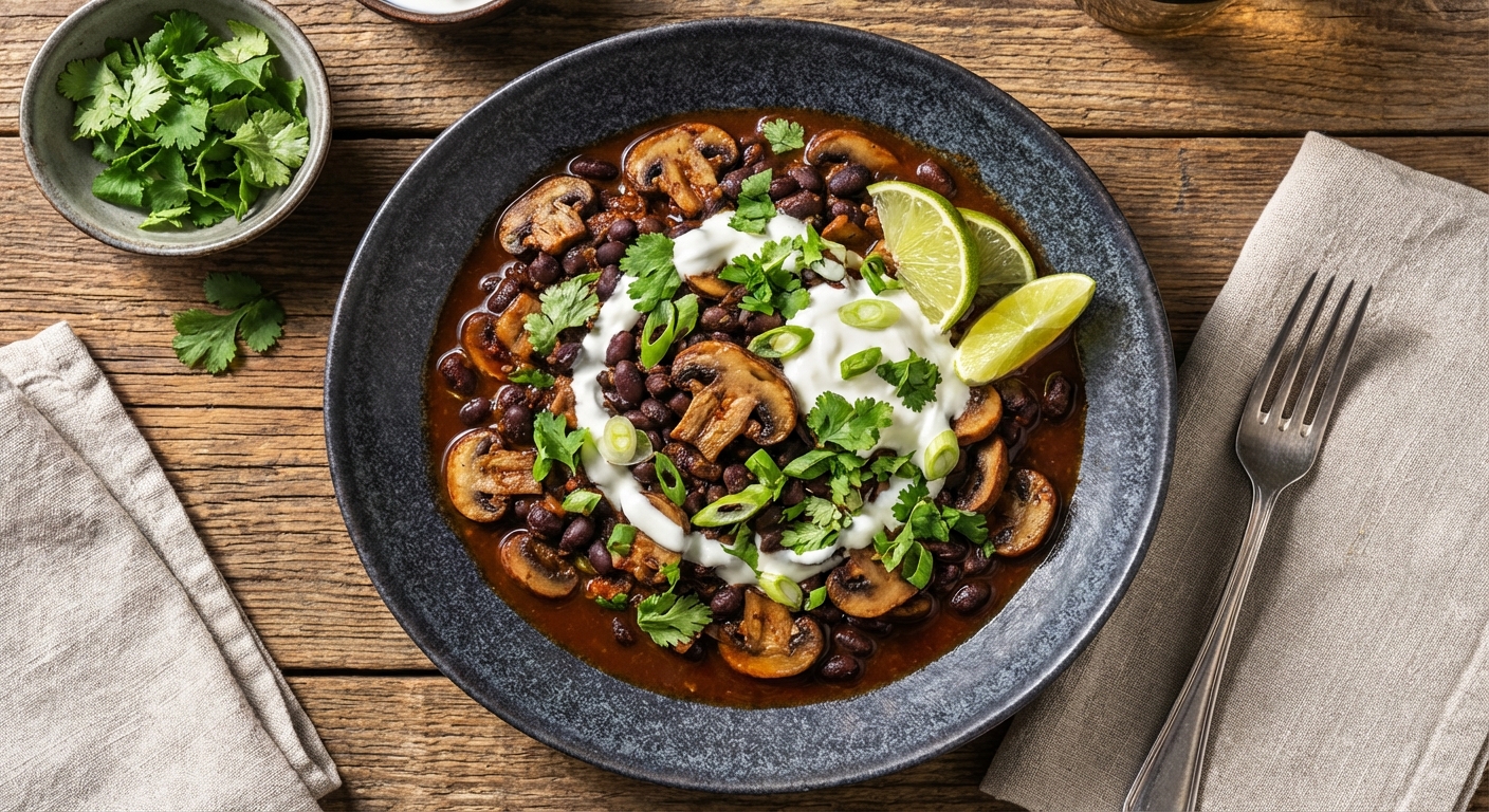 Black Bean Chili with Mushrooms
