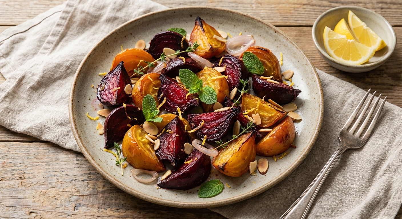 Braised Beets with Lemon and Almonds