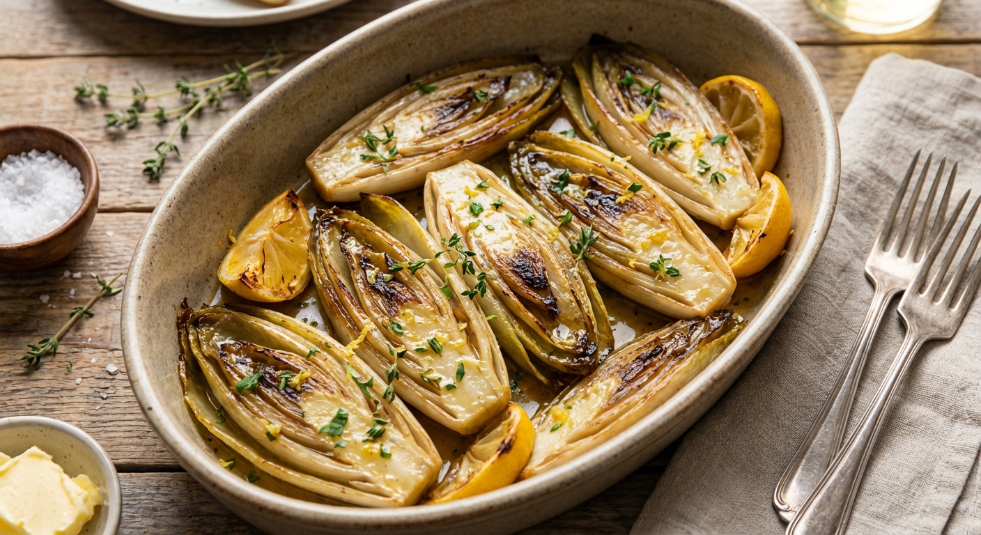 Braised Belgian Endives with Lemon and Thyme