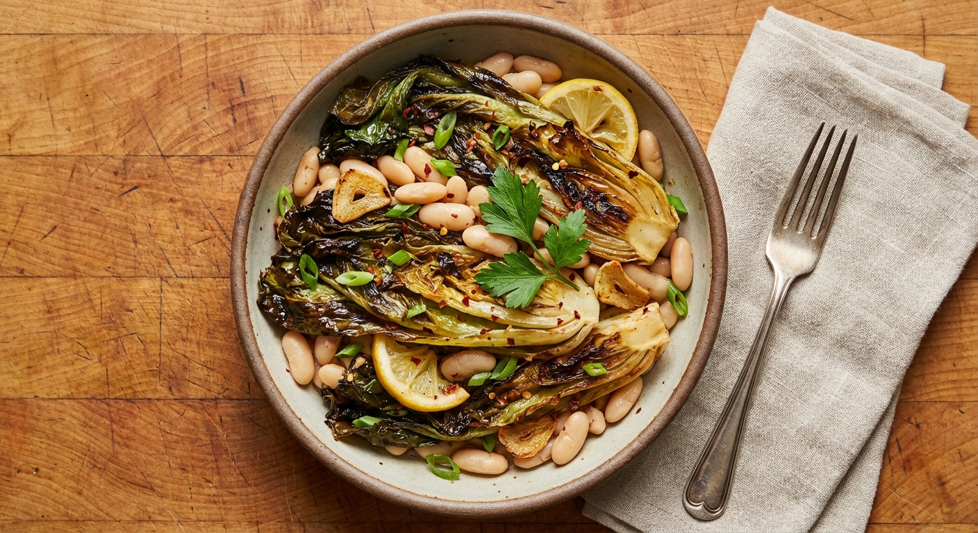 Braised Escarole with White Beans