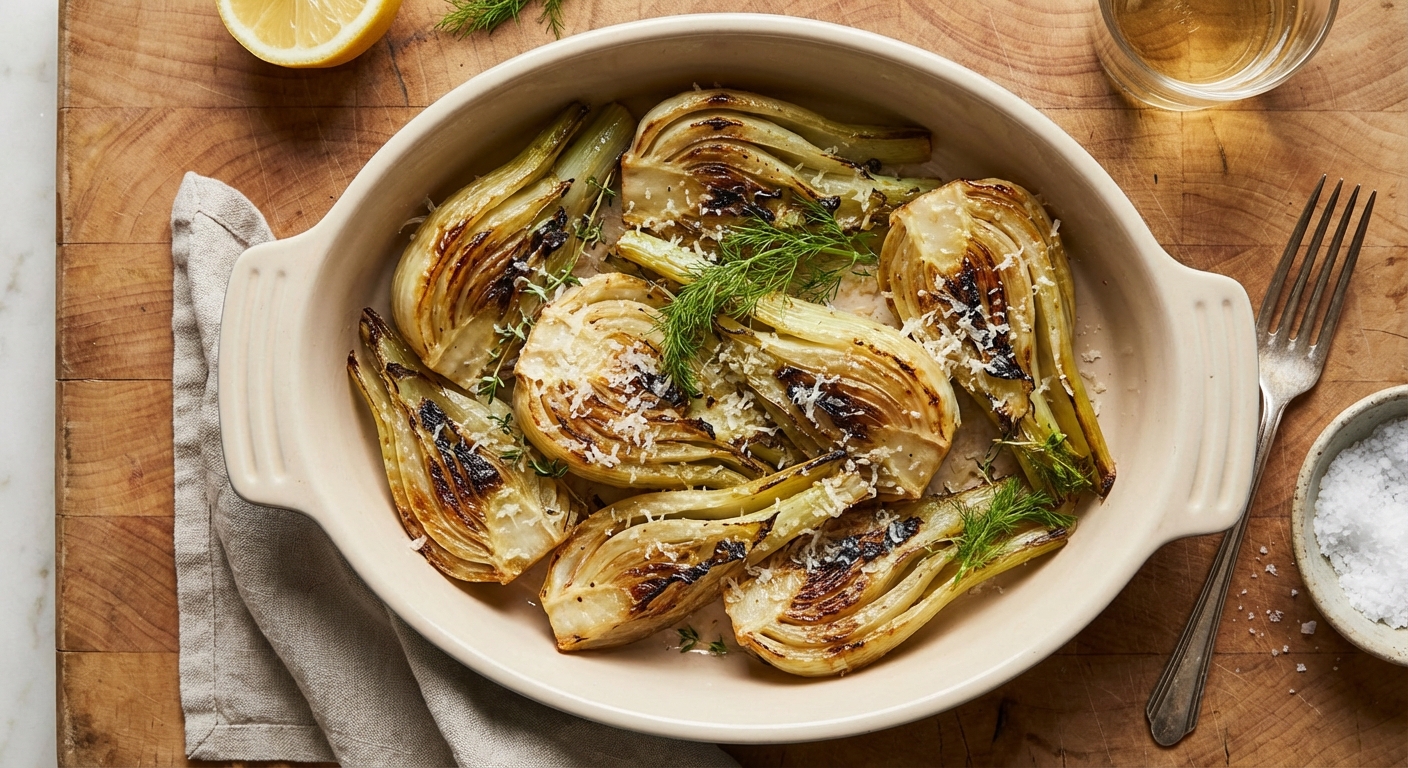 Braised Fennel with White Wine and Parmesan