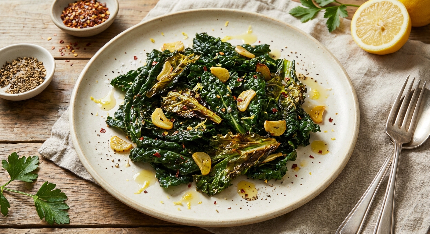 Braised Kale with Garlic and Lemon