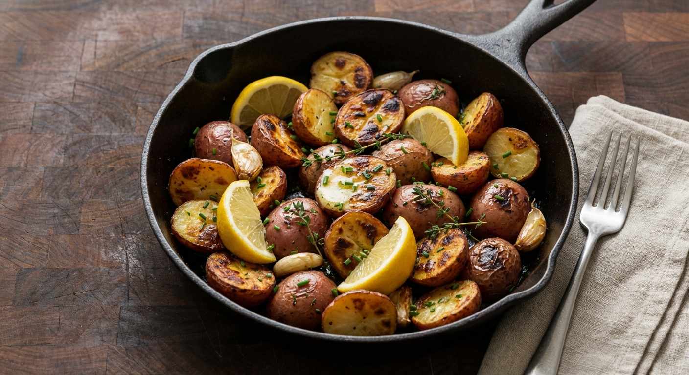 Braised Red Potatoes with Lemon and Chives