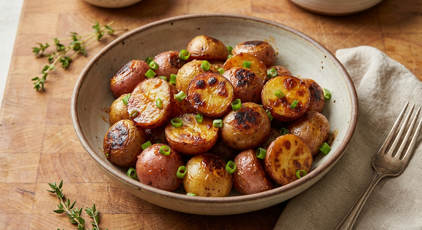 Braised Red Potatoes with Miso and Scallions