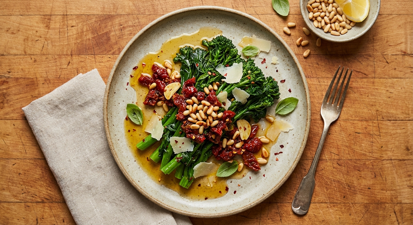 Broccoli Rabe, Sun-Dried Tomato, and Pine Nut Topping