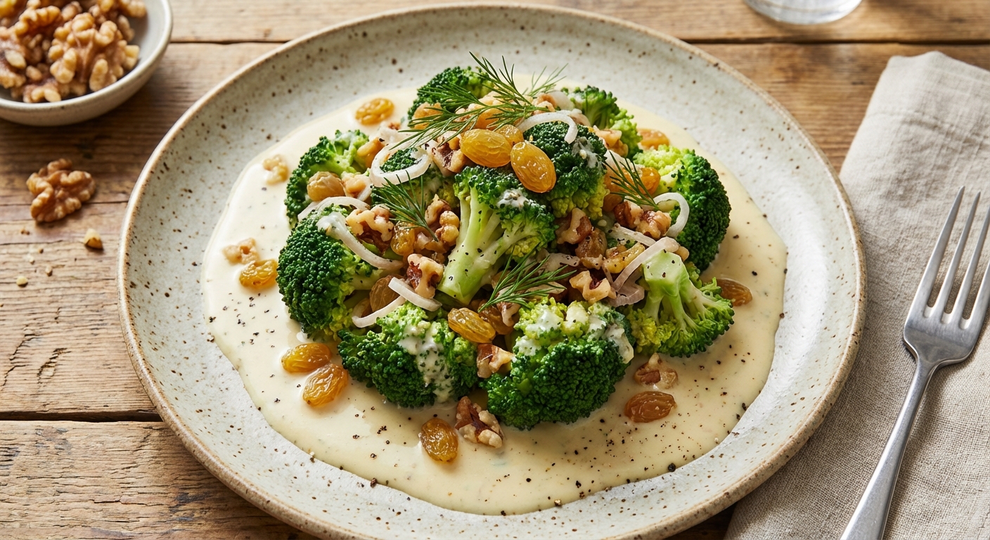 Broccoli Salad with Raisins and Walnuts
