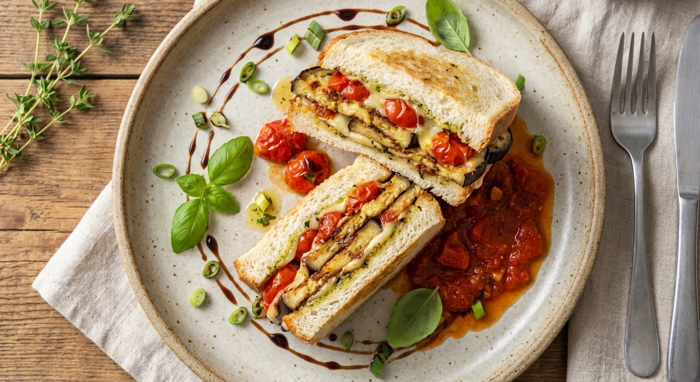 Broiled Eggplant and Tomato Panini