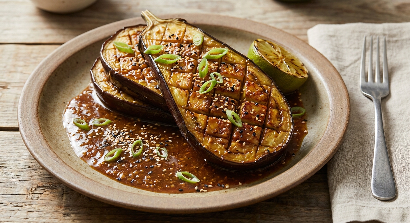 Broiled Eggplant with Sesame-Miso Glaze
