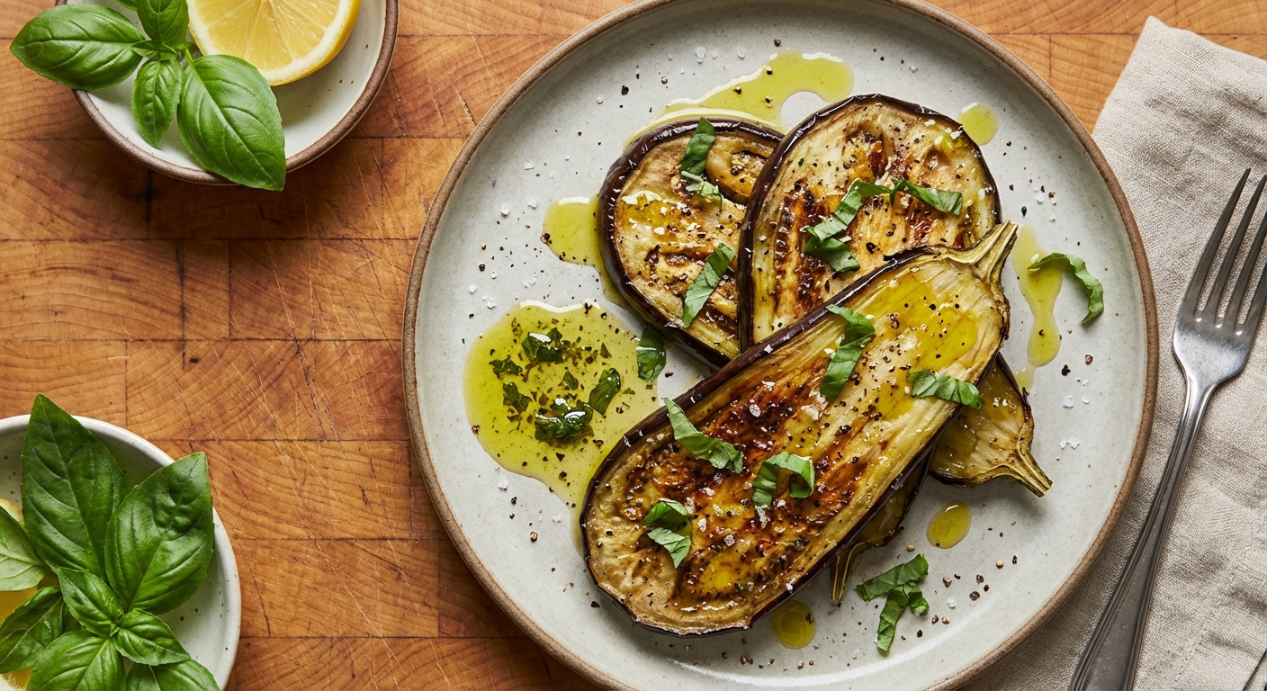 Broiled Eggplant with Basil