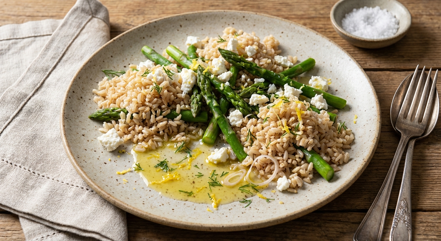 Brown Rice Salad with Asparagus and Goat Cheese