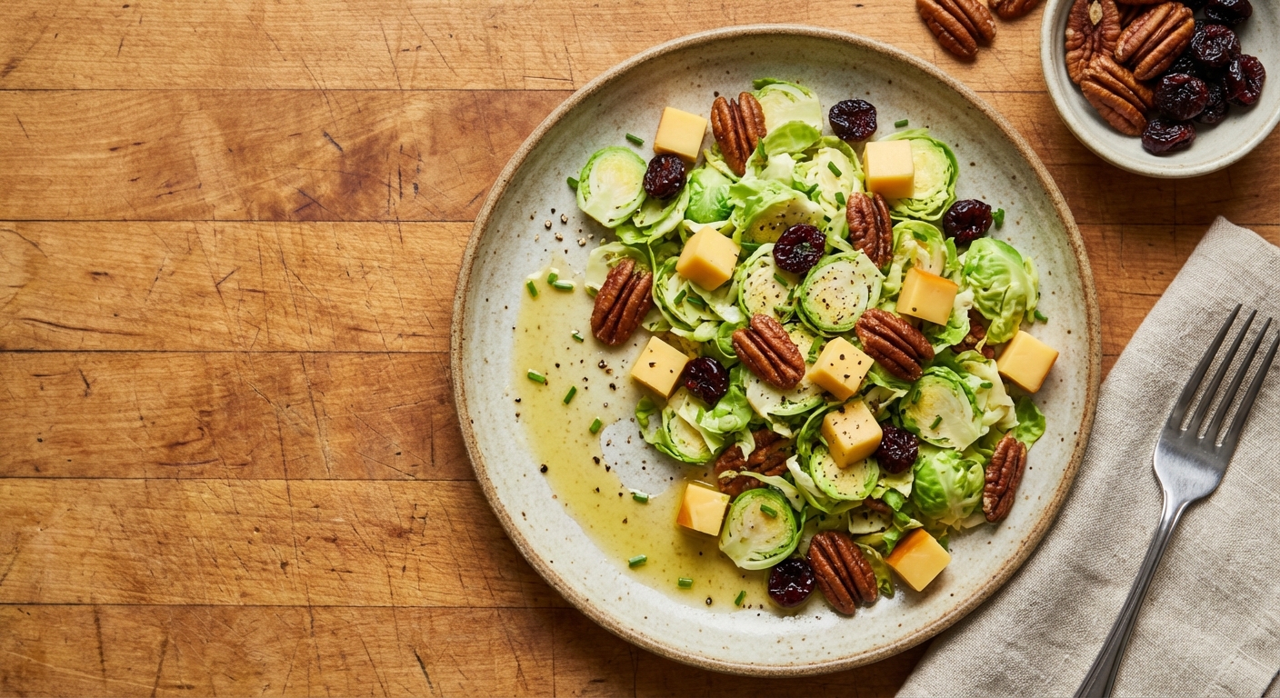 Brussels Sprout Salad with Smoked Gouda, Pecans, and Dried Cherries