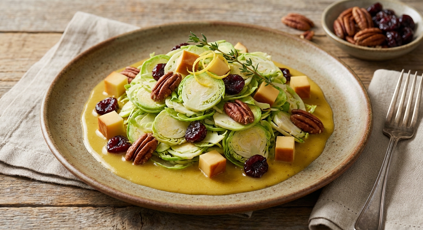 Brussels Sprout Salad with Smoked Gouda, Pecans, and Dried Cherries