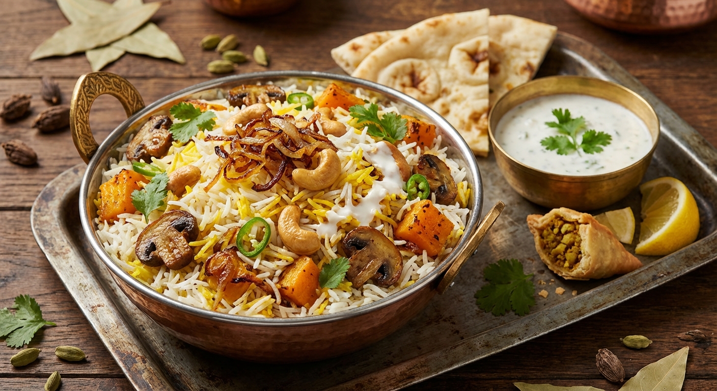 Butternut Squash and Mushroom Biryani