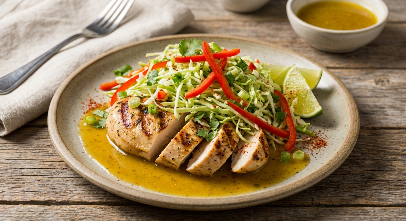 Cabbage and Red Pepper Salad with Lime-Cumin Vinaigrette