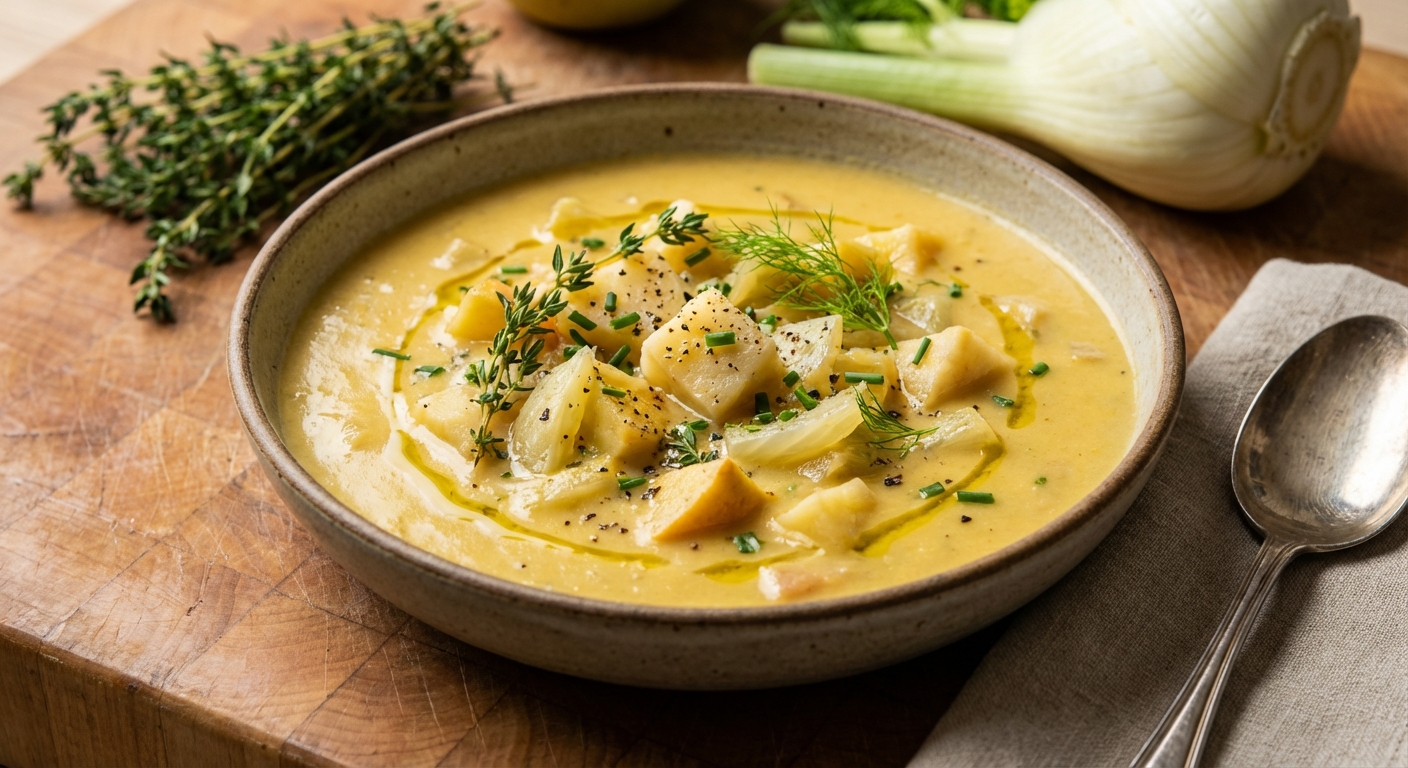 Celeriac, Fennel, and Apple Chowder