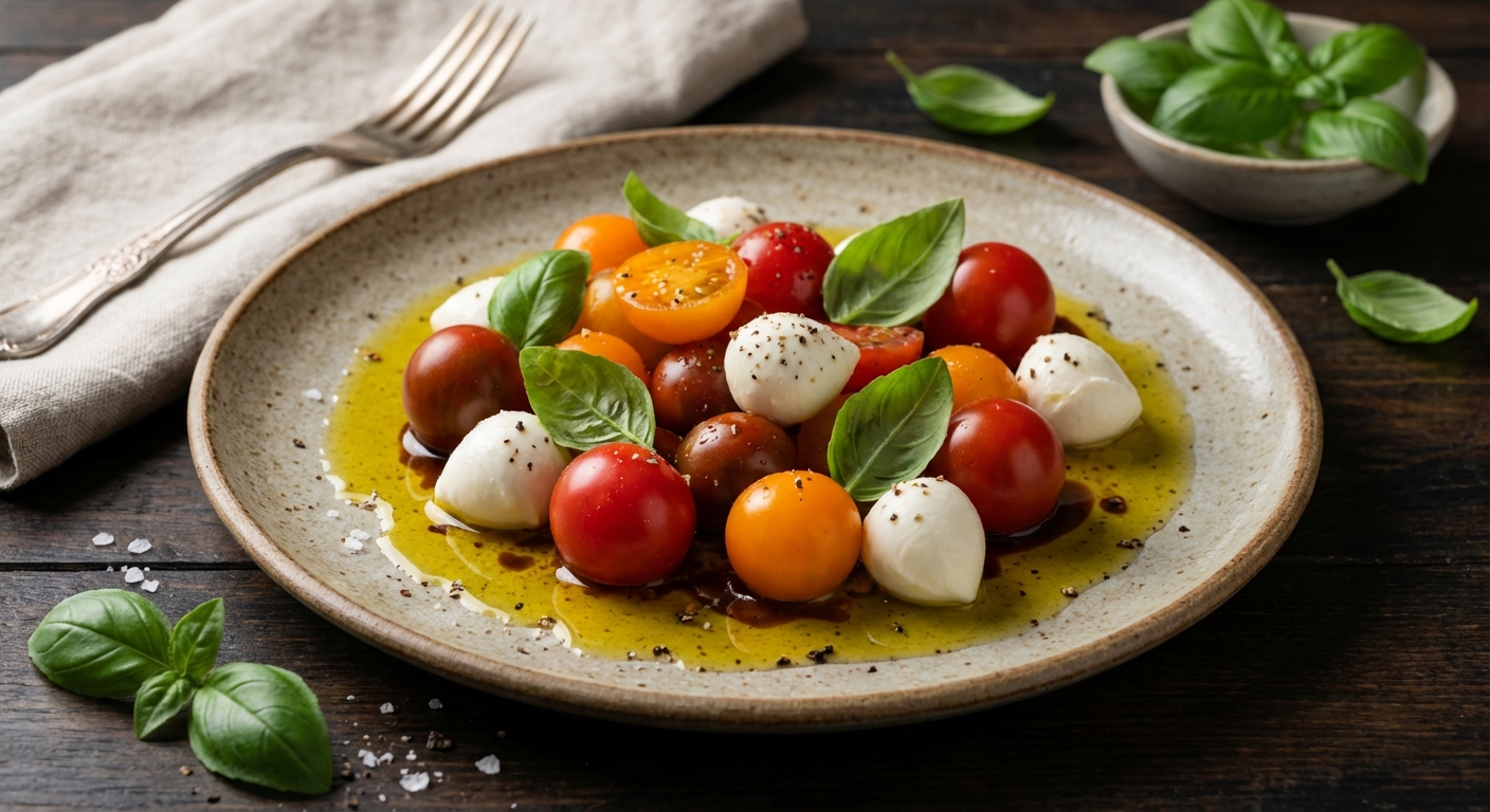 Cherry Tomato Salad with Basil and Fresh Mozzarella