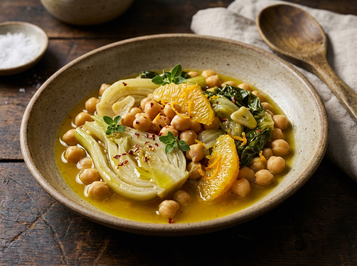 Chickpea and Escarole Stew with Fennel and Orange