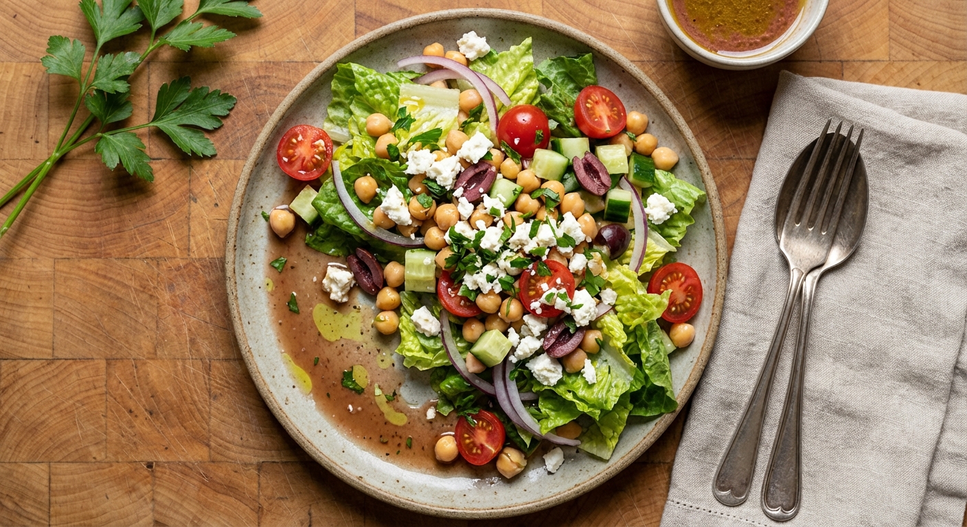 Chickpea Salad with Cucumber, Tomato, and Feta