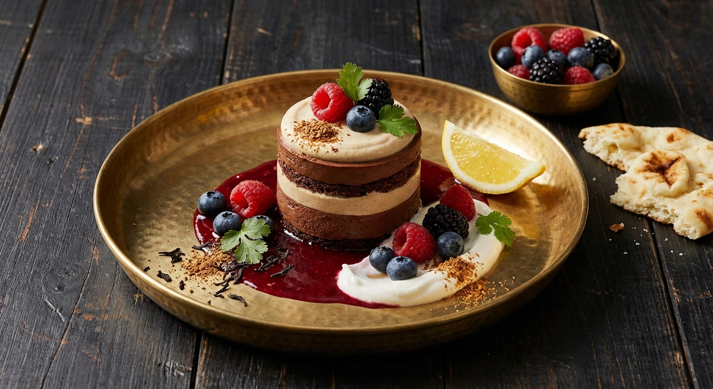 Chocolate Chai Mousse with Berries