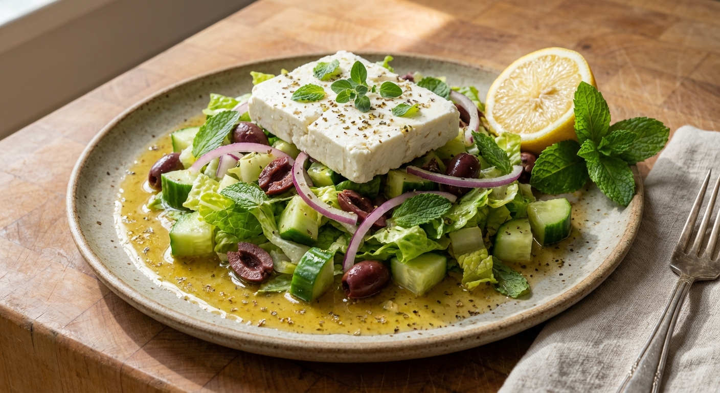 Classic Greek Salad with Feta and Mint