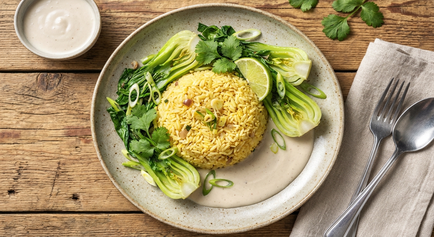 Coconut-Lemongrass Rice with Bok Choy