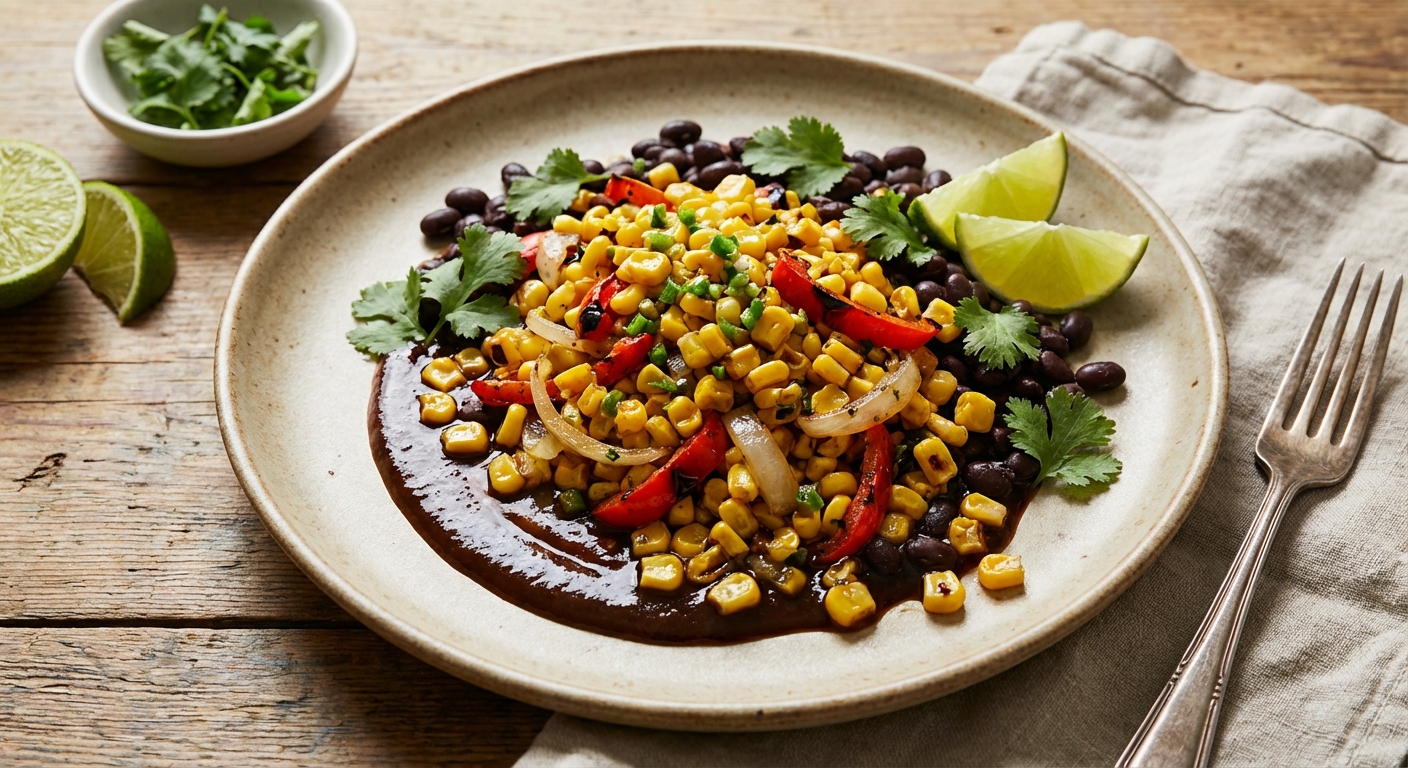 Corn and Black Bean Salad with Sautéed Corn