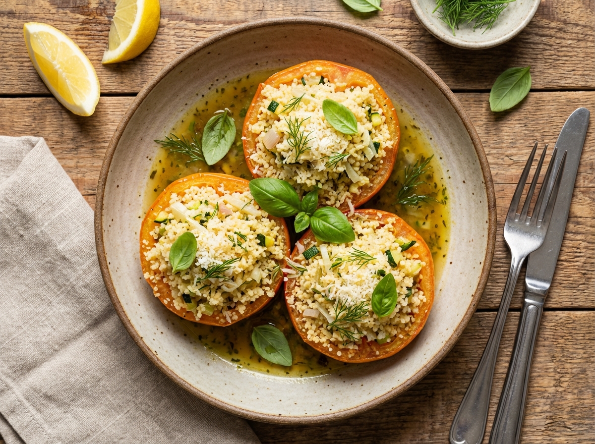 Couscous-Stuffed Tomatoes with Fennel and Zucchini