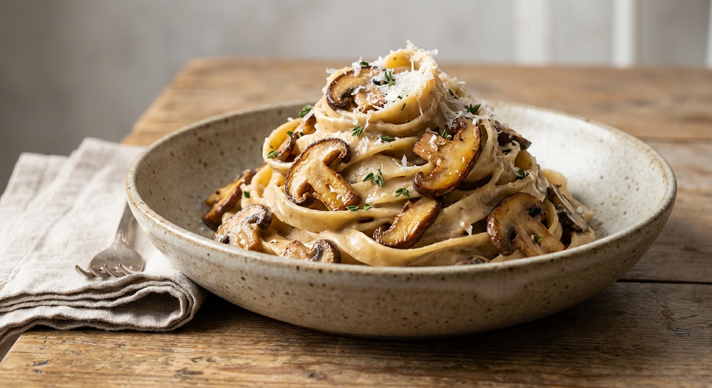 Creamy Mushroom Pasta with Shiitakes and Cremini