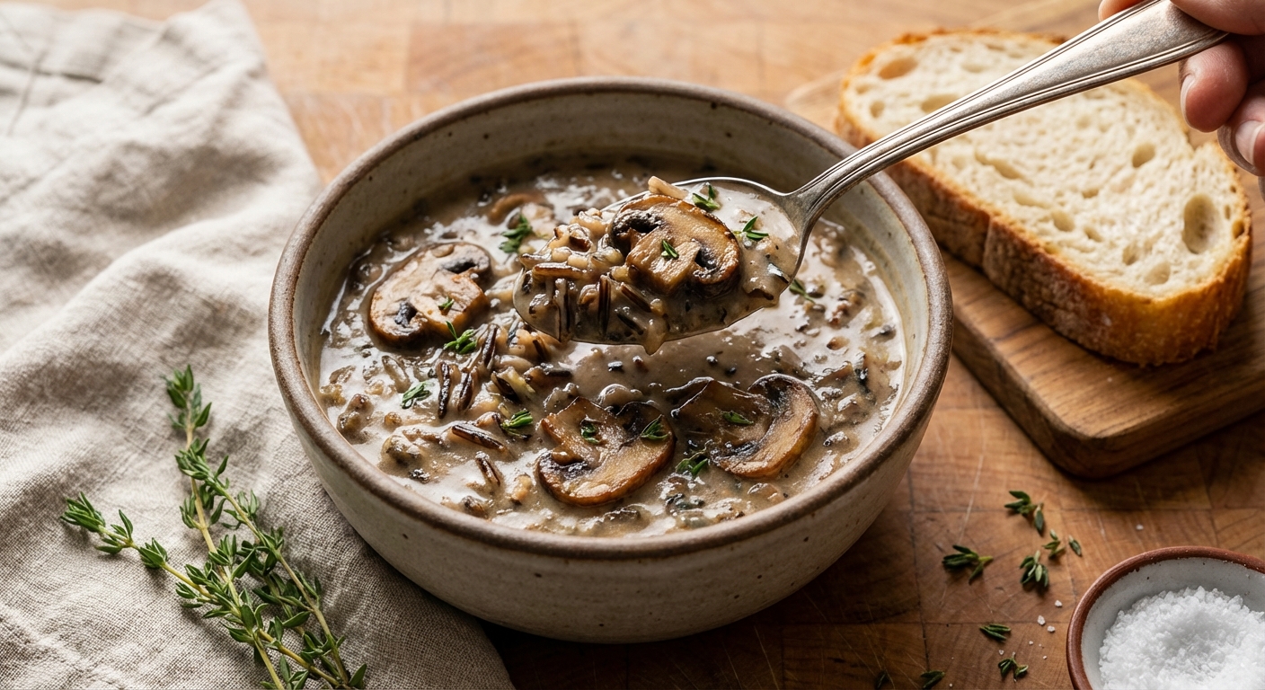 Creamy Wild Rice and Mushroom Soup