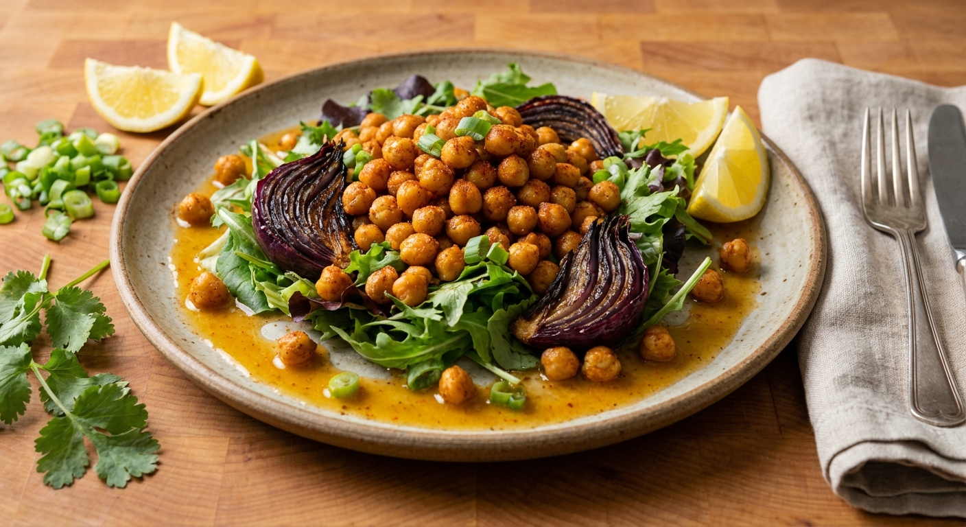 Crispy Chickpea Salad with Charred Onions