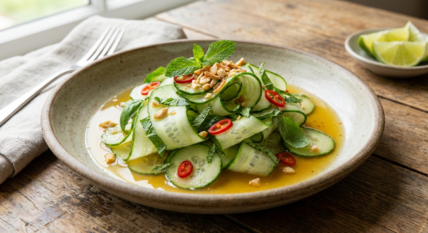 Cucumber Salad with Chile, Mint, and Basil