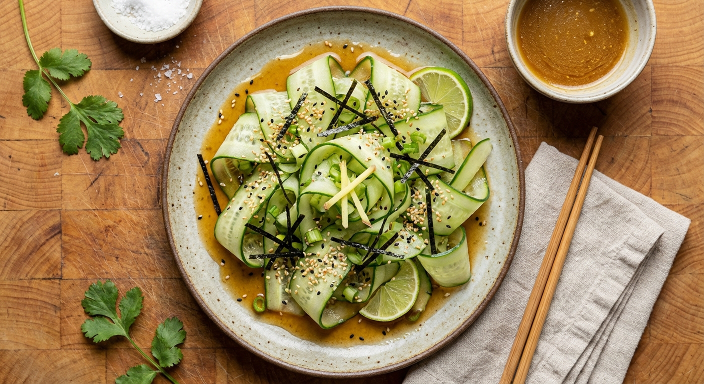 Cucumber Salad with Ginger, Sesame, and Scallions