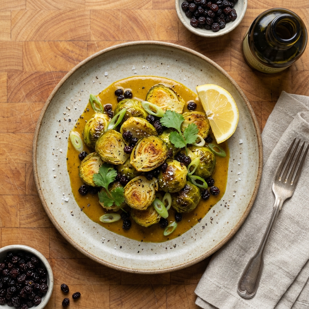 Curried Brussels Sprouts with Currants