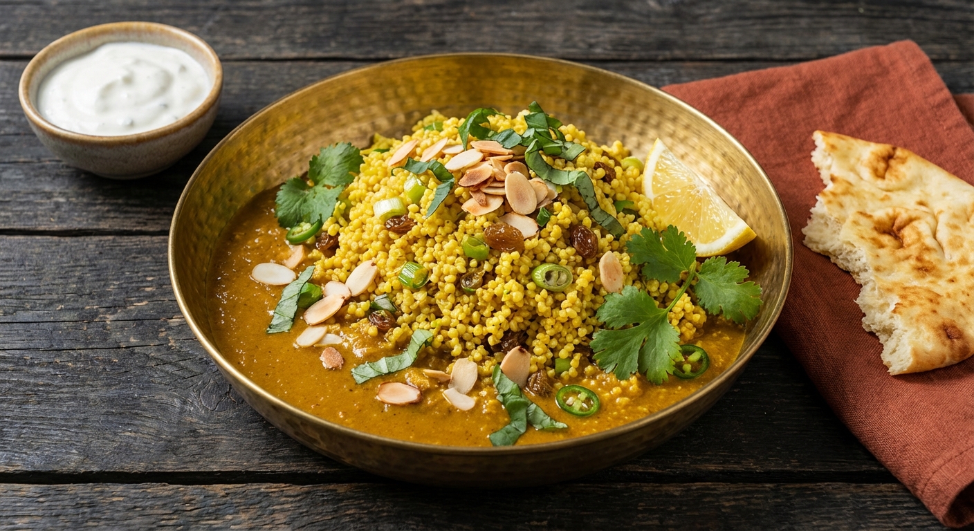 Curried Millet with Basil and Almonds