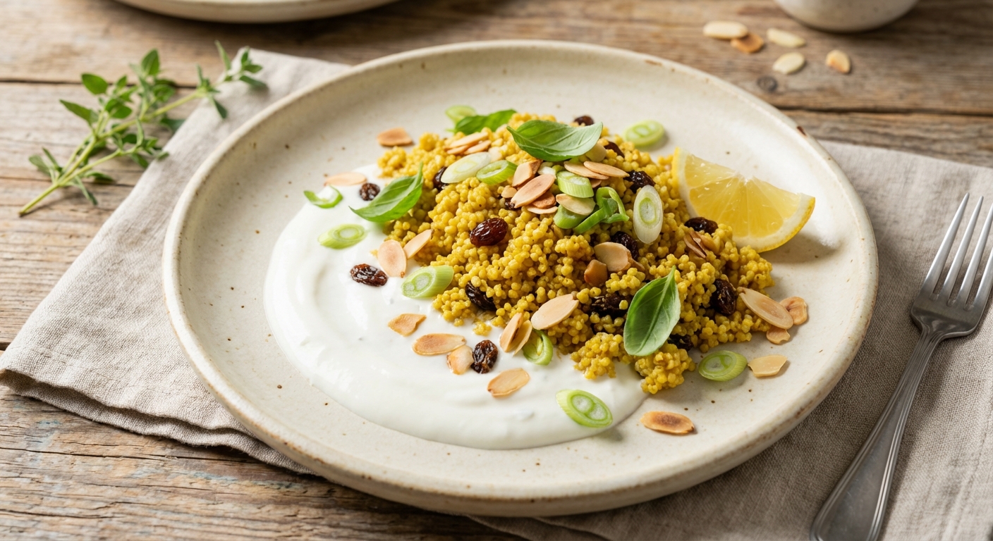 Curried Millet with Raisins and Almonds