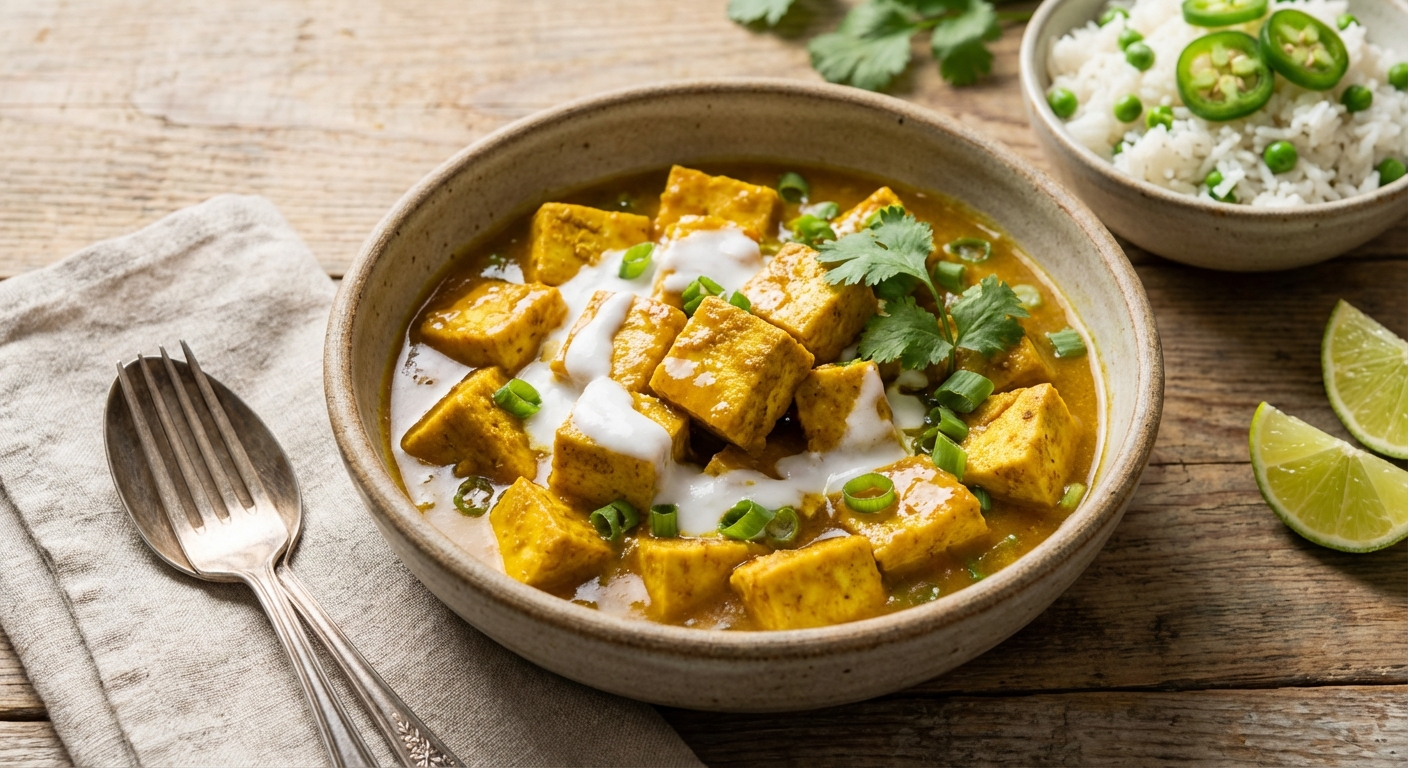 Curry-Crusted Tofu with Pineapple Glaze and Coconut Rice