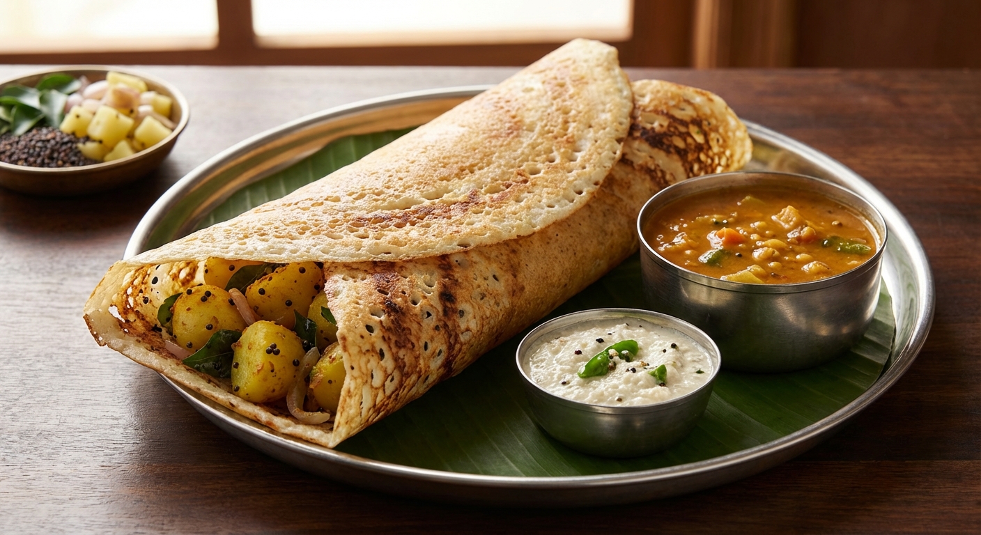 Daily Dosa with Coconut Potatoes