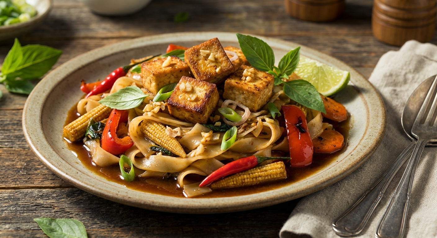 Drunken Noodles with Tofu and Vegetables