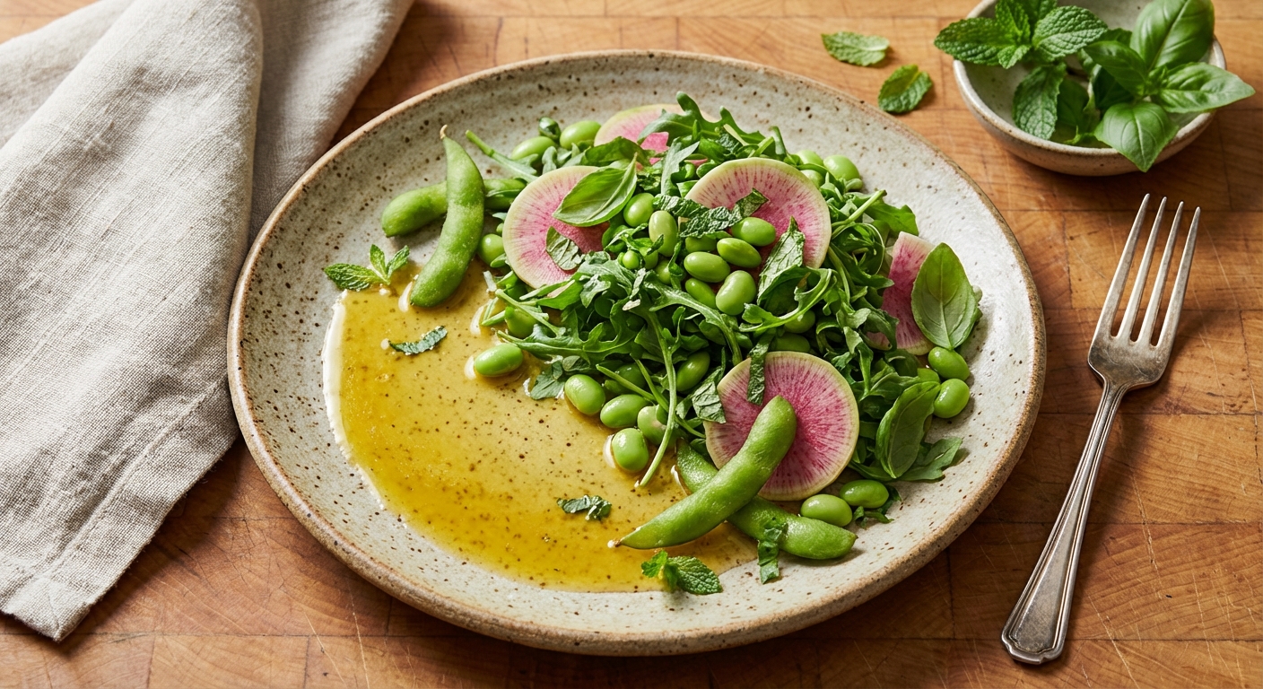 Edamame Arugula and Radish Salad