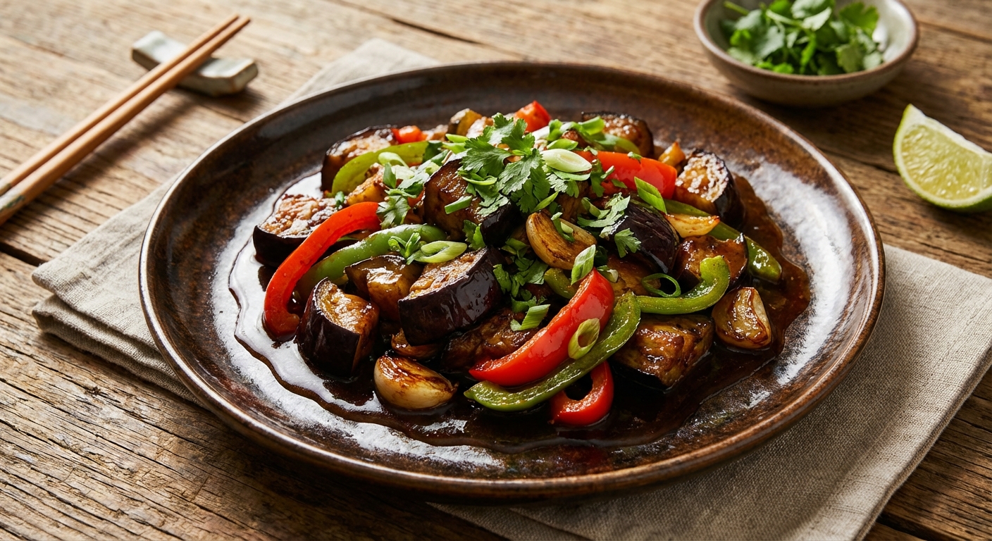 Eggplant and Bell Pepper Stir-Fry