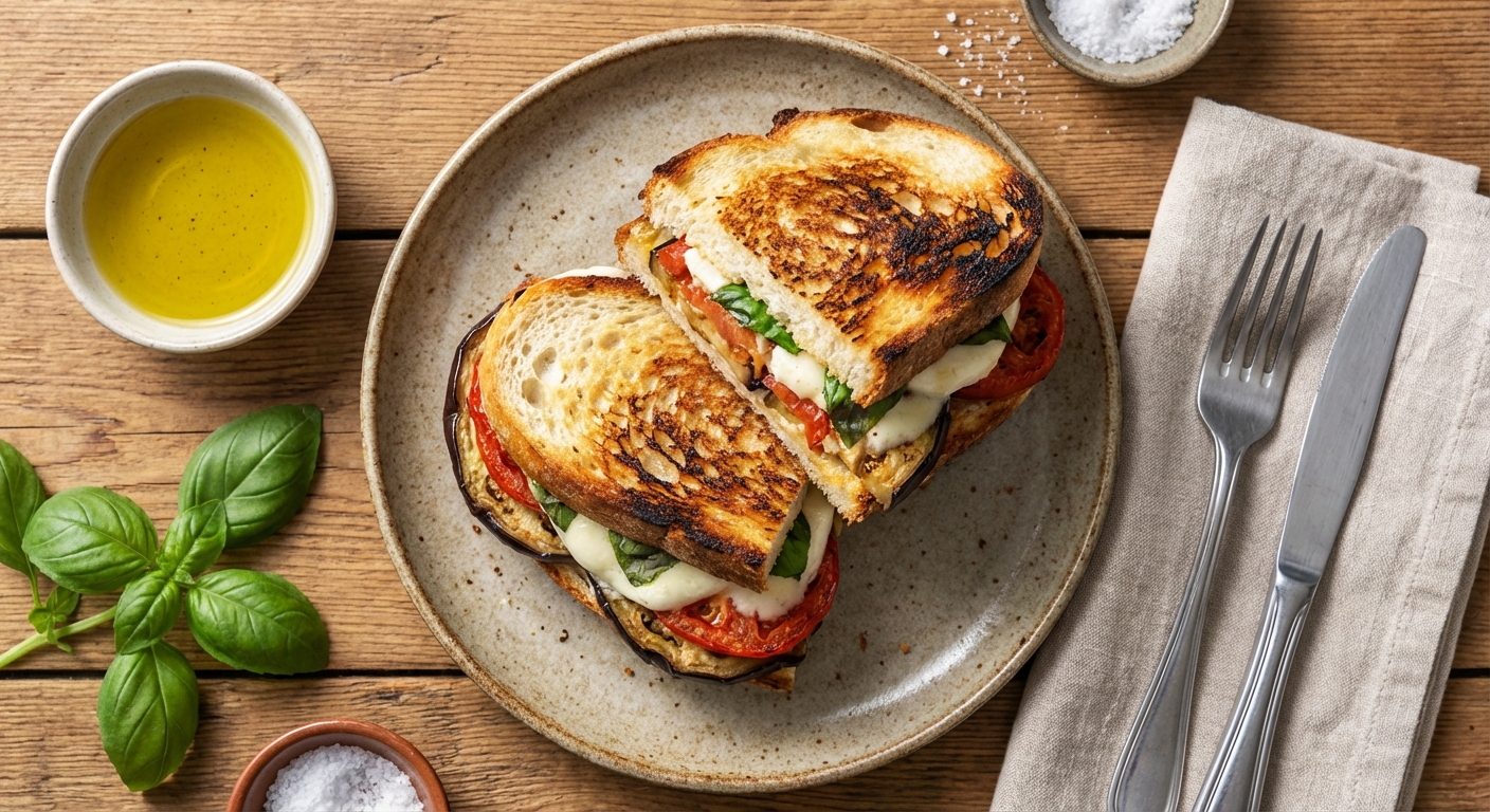 Eggplant and Roasted Tomato Panini
